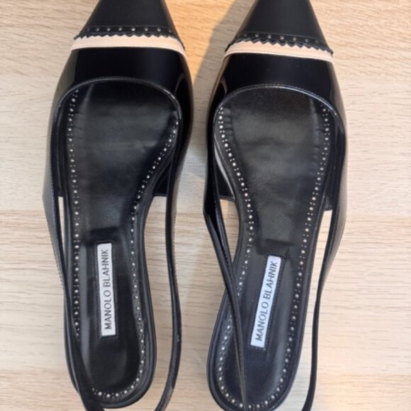 Manolo Blahnik Tuxaflat Slingback Flats Black Patent Leather 41 (US 11) - Picture 5 of 6